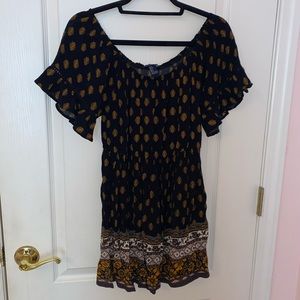 Forever 21 Rayon Off The Shoulder Fall Floral Mini Dress
